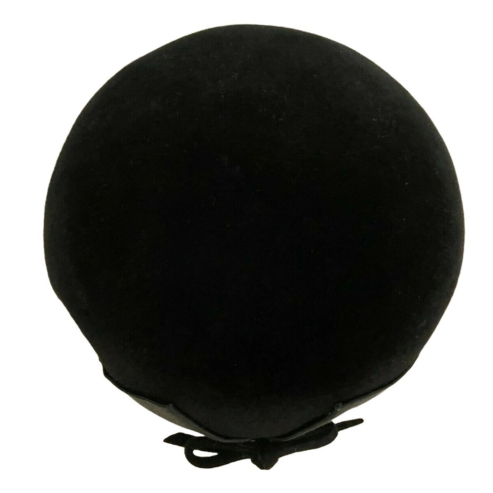 Vintage Camelot Womens Art Deco Round Pillbox Hat One Size Black Velour Italy - Picture 8 of 9